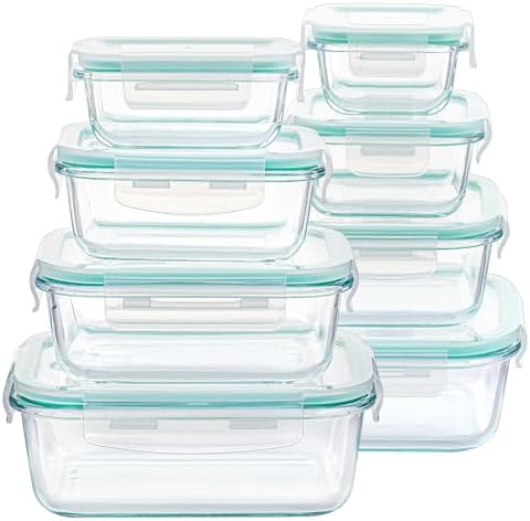 Vtopmart 8 Pack Glass Food Storage Containers with Lids Green by Vtopmart