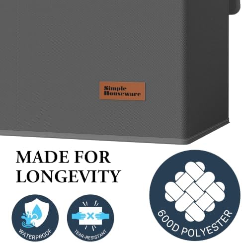 Simple Houseware Double Laundry Hamper with Lid & Removable Bags, Dark Gray - Image 5
