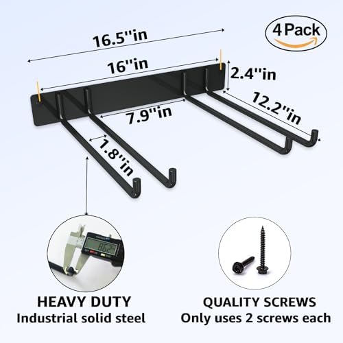 YYR Folding Chair Storage Rack, Garden Tool & Foldable Chairs Organizer Hangers for Garage Organization, Lawn, Beach, Camping, Yard Chairs Hooks Wall Mount, Soild Metal Max Load 480 LBS - 4 Pack - Image 3