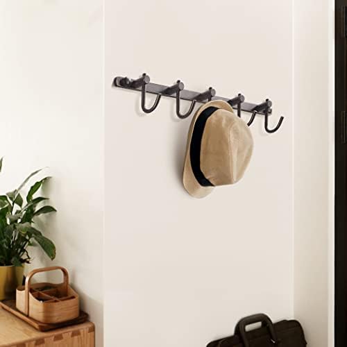 WINCASE Bronze Towel Hooks, Bathroom Rail Hook Rack Wall Mounted, Antique Oil Rubbed Brass Cloth Coat Rack with 5 Hooks Farmhouse - Image 4