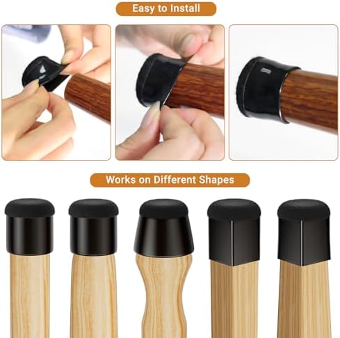 24 PCS Silicone Chair Leg Floor Protectors Extra Small(0.6"-0.8") Rubber Felt Furniture Pads Chair Legs Caps/Covers for Hardwood Floors, Tile from Scratches & Reduce Noise - Round, Black - Image 5