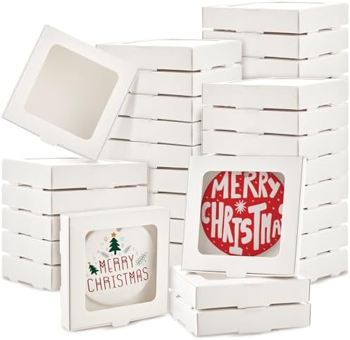 Dunzoom 50 Pcs Christmas Sublimation Blanks Ornament Gift Box, White by Dunzoom