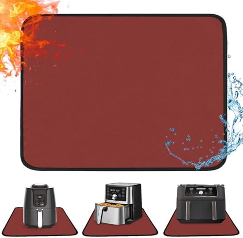 Heat Resistant Mats for Air Fryer on Countertop, 20 x 16in, Red by Amerbro