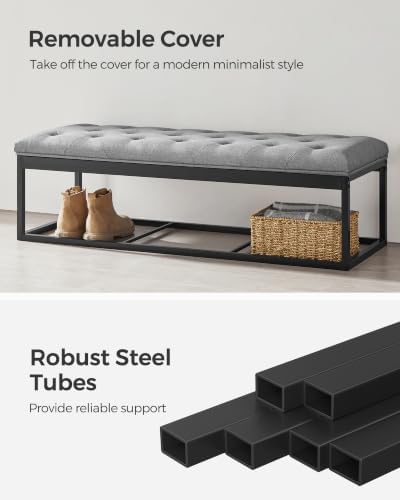 SONGMICS Storage Ottoman Bench, Foot Rest with Legs, Load up to 661.4 lb - Image 4