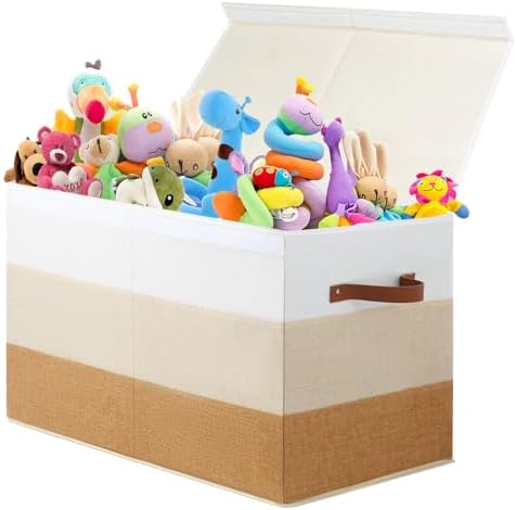 Large Toy Storage Box Chest for Kids, Sturdy Toy Box Bin Baskets with Lid by Mayniu