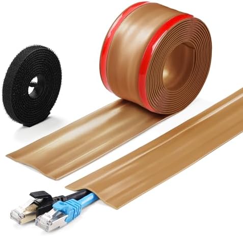 ZhiYo 8.2ft Cord Cover for Wires on Floors or Walls, 2.2in Wide, Brown by ZhiYo