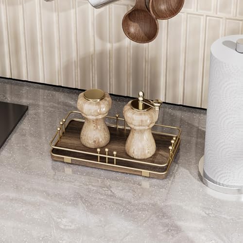 Bathroom Vanity Tray Countertop, Decor Tray 7.9"x4.4" Brown-Gold - Image 6
