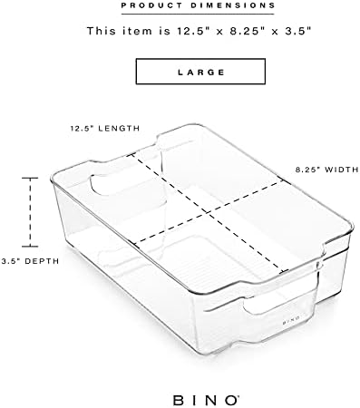 BINO | Stackable Storage Bins, Large - 4 Pack | The Stacker Collection | Clear Plastic Storage Bins | Organization and Storage Containers for Pantry & Fridge | Multi-Use Organizer Bins | BPA-Free - Image 3
