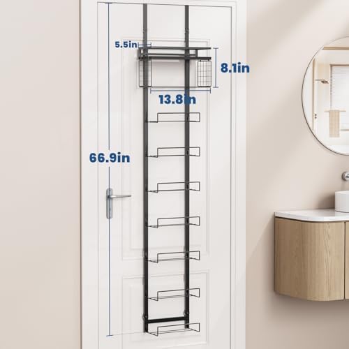 Aetyord Towel Racks for Bathroom Over The Door Towel Racks Towel Storage Organizer with Metal Shelf Basket for Bathroom Rv Camper (9-Tier Black) - Image 2
