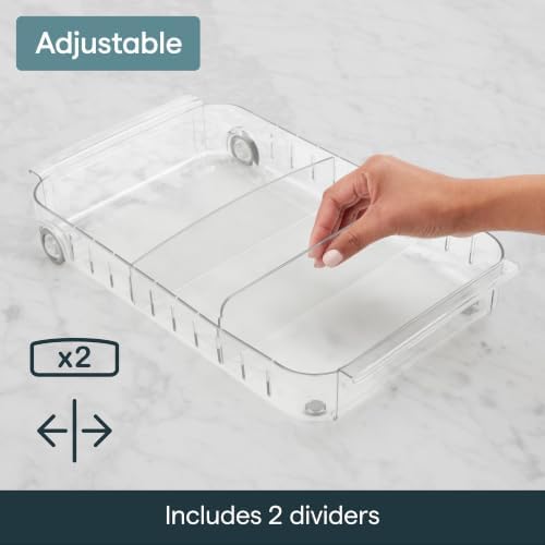 YouCopia RollOut Fridge Caddy BPA-Free Clear Rolling Refrigerator Organizer Bin with Adjustable Dividers and Handles, 9" Wide - Image 5