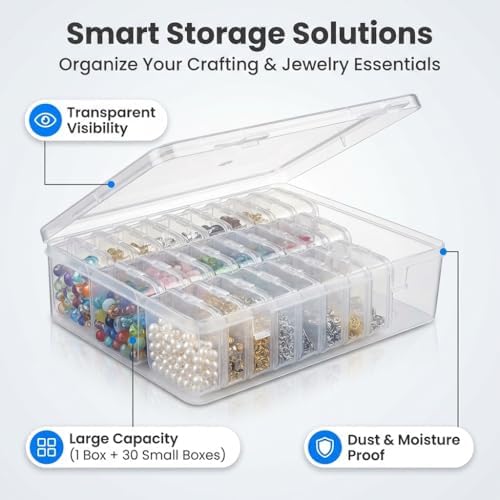 Bead Organizer Box,Mini Clear Plastic Storage Containers Boxes for Bracelet Making DIY Jewelry Craft Nail beads and smll items (white) - Image 4