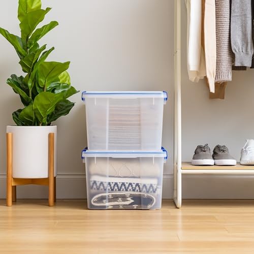 IRIS USA 2-Pack 44 Qt Storage Bins with Gasket Lids, Clear/Blue - Image 4