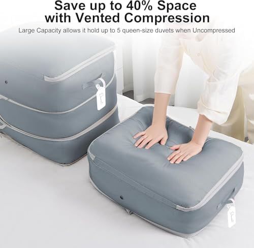 DIMJ Comforter Storage Bag - 110L Large Capacity Ultra Space Saving Self Compression Organize for Duvet, Pillow, Bedding, Blanket Sheet Storage Organizer Nylon Compression Bag for Storage - Image 3