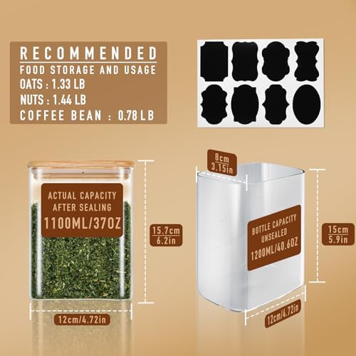 D2scrma 37oz/1.2Qt Rectangle Glass Storage Containers with Lids 6-Pack - Image 2