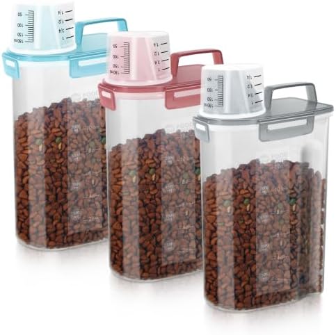 LEAWALK 3-5Lbs Airtight Small Dog Cat Pet Food Storage Container (3 Colors) by LEAWALK