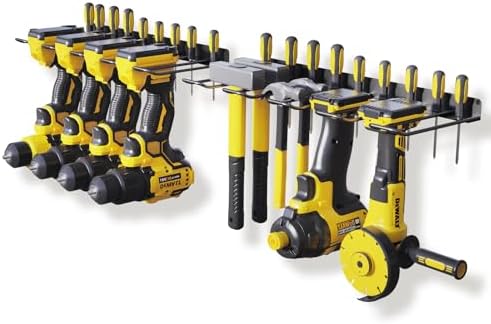 2 Pack Drill Holder, Power Tool Organizer Wall Mount, Heavy Duty Garage Storage and Tool Organizer, Ideal Garage Organization Gifts for man, 8 Slots for Power Tools and 32 Screwdriver Rack by Unknown