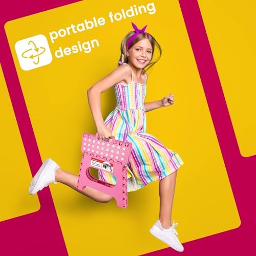 ACSTEP 12 Pack 11 Inch Folding Step Stool, Sturdy Plastic Foldable Step Stool for Kids & Adults, Non Slip Lightweight Collapsible Foot Stools Holds 300 lbs, Ideal for Kitchen, Bathroom, Outdoor, Pink - Image 7