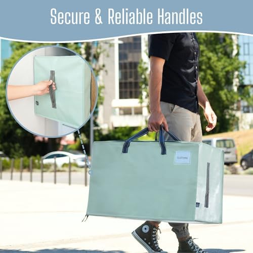 VENO 10 Pack Extra Large Heavy Duty Moving Bags with Wide Opening & Reinforced Handles, Reusable Storage Tote Bags with Strong Zippers for Clothes, College Dorm Essentials & Moving Supplies - Image 5