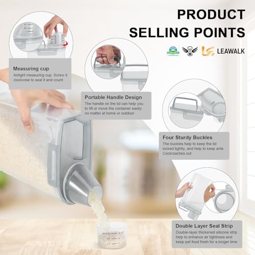 Airtight Rice Container 2-3Lbs, 2Qt Flour Storage Bin BPA free-Clear gray - Image 4