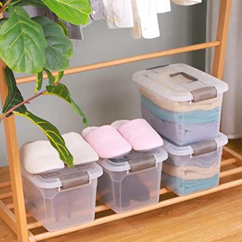 Citylife 4 Packs 8.5 QT Storage Bins with Lids Clear Plastic Bins with Grey Handle Stackable Storage Containers for Organizing - Image 5