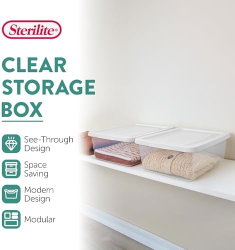 Sterilite Storage Box Stackable Tote, White, 12 Quart, 36 Pack - Image 3