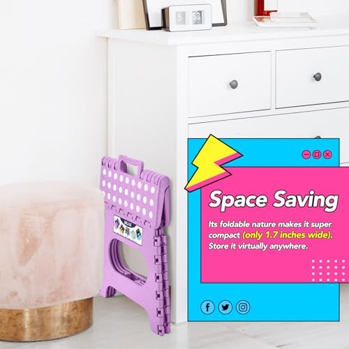 Delxo Folding Step Stool 11 Inch,300 Lbs Step Stool for Kids&Adults Purple - Image 7