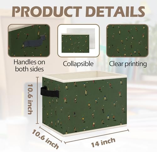 Vintage Green Golf Foldable Storage Bins Box with Handles, Minimalist Abstract Golf Sports Collapsible Toys Books Clothes Organizer Basket for Kids Boys Bedroom Bathroom Gym - Image 7