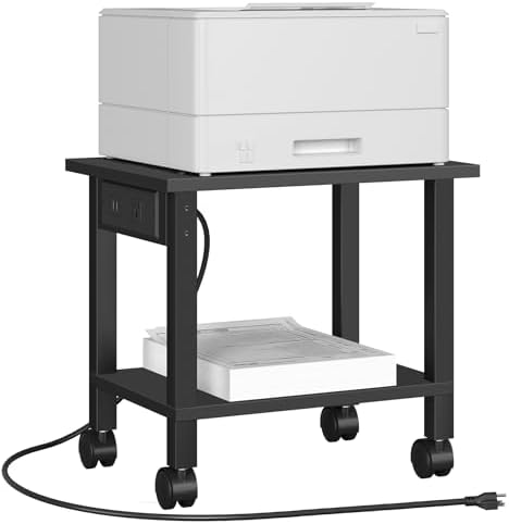 TUTOTAK Printer Stand, 2 Tier Rolling Printer Cart with Charging Station by ChoosetutotakFurnitureBuildYourCozyHome