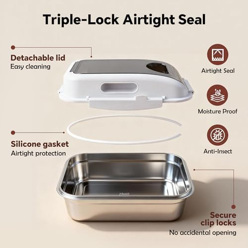 304 Stainless Steel Storage Container with Lid, Dog Food Storage Bin - Image 3