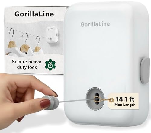 GorillaLine - Retractable Clothesline Indoor Outdoor Clothes Line | Heavy Duty Clothes Drying Laundry Line | Wall Mounted Drying Rack Clothing Line by GorillaLine