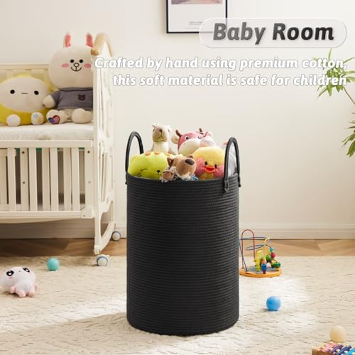 Artfeel Laundry Basket,Woven Cotton Rope Laundry Hamper,80L for Decorative Storage of Dirty Clothes,Toys and Blankets in Bathroom,Baby Room and Living Room - Image 4