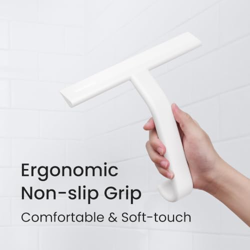 dancemoon JustHang Shower Squeegee with Built-in Hook, 10-Inch White - Image 5