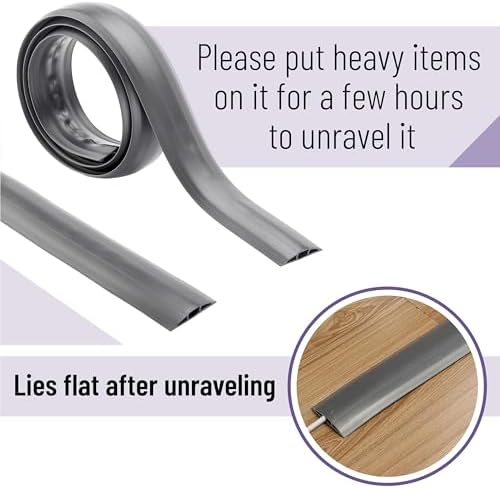 Bates- Floor Cord Cover, 30ft, Cable Cavity 0.6" (W) x 0.31" (H), Heavy Duty Wire Protector, PVC Extension Cords Hider, Protect Cords, Prevent Cable Trips, Cord Hider for Office, Home, Outdoor - Image 3