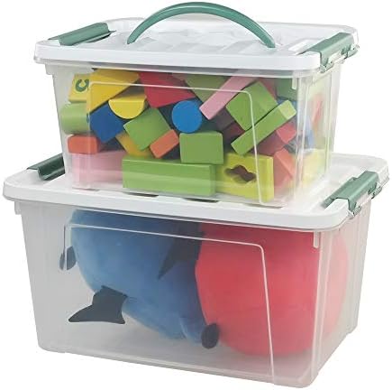 Jekiyo Clear Latching Box, Plastic Storage Bin, 2 Packs(6 Quart&14 Quart) by Jekiyo