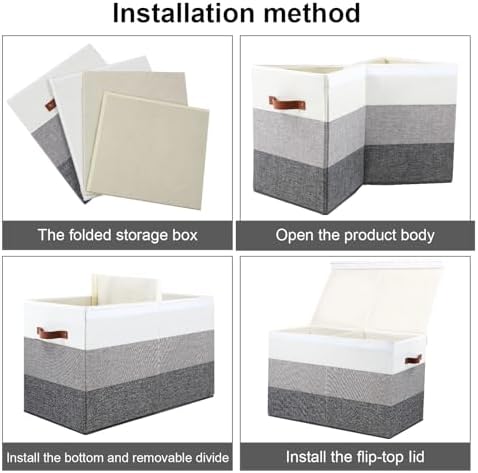 Mayniu Toy Box Storage Chest with Divider, Large Sturdy Toy Bin Organizer Basket with Lid for Kids, Boys, Girls, Nursery, Living Room, Bedroom, Playroom, Closet, 25"x13" x16"(Gradient Grey) - Image 7