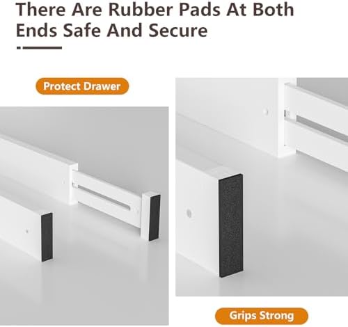4 Pack Bamboo Drawer Dividers 17-22" Adjustable Kitchen Organizer, White - Image 3