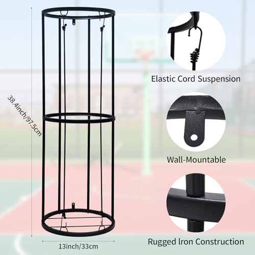 Garage Ball Storage Rack, Wall-Mounted Vertical Ball Holder for Soccer Volleyball Football Basketball, Space-Saving Sports Ball Storage Organizer for Garage, Home - Image 2