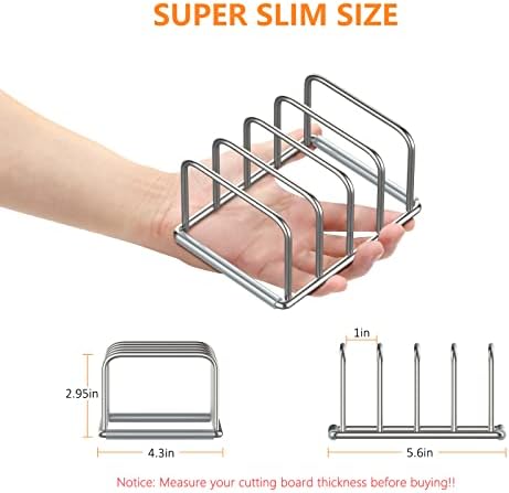 KORRTFID Cutting Board Organizer Stand Holder,304 Stainless Steel Chopping Board Holder,Pot Pan Lid Holder Rack kitchen Shelf Bakeware,Cookie Sheets Organizer (1.0 Inch Width Slots) - Image 2