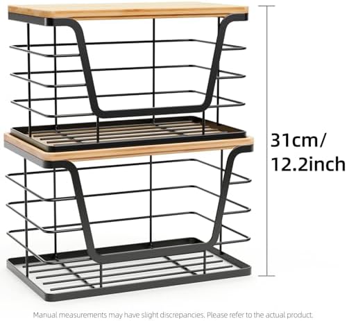 ALOCEO 2 Pack Storage Stackable Kitchen Laundry Organizers with Bamboo Top, Large Trash Bag Holder and Small Garbage Bag Dispenser for Countertop Organization - Image 4