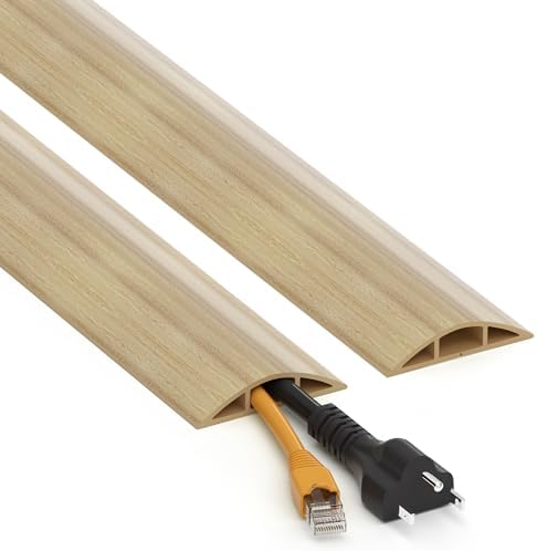 ZhiYo 4ft Floor Cord Cover, Cable Cavity 0.6" W x 0.32" H, Maple Wood by ZhiYo