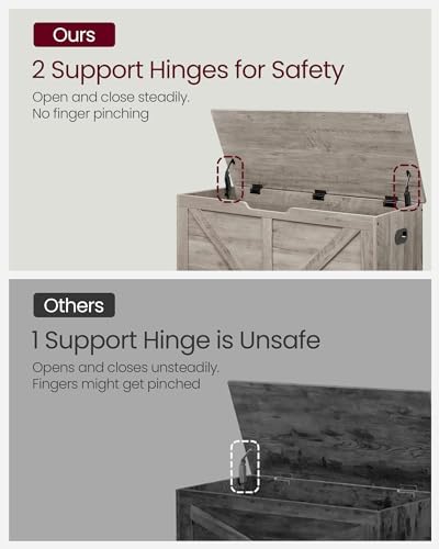 VASAGLE Storage Chest with 2 Safety Hinges, 15.7 x 39.4 x 18.1 Inches - Image 6