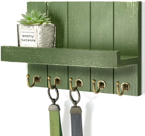 Rebee Vision Key Holder Wall Mount with Shelf for Home Decor, Green by REBEEVISION