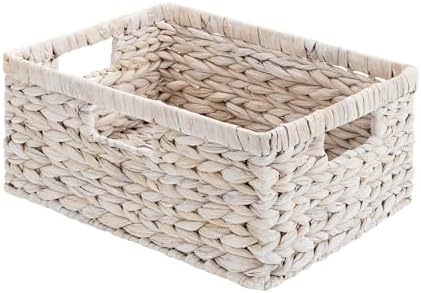 StorageWorks Pantry Baskets, Water Hyacinth White Wicker Baskets, 1-Pack by StorageWorks
