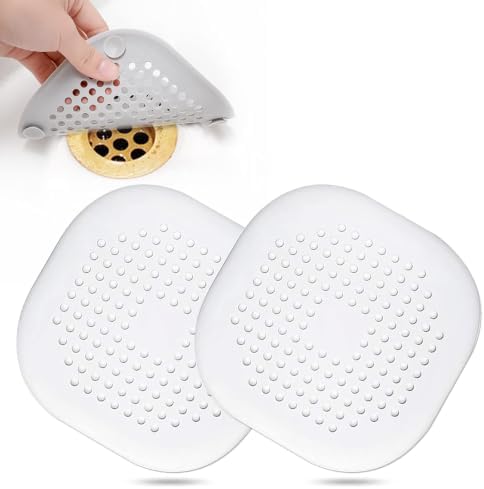 Bovinde Hair Drain Catcher,Square Cover for Shower 2 Pack (White) by Bovinde