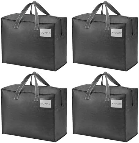VENO Heavy Duty Moving Bags, Storage Bags, 13 Gallon, Dark Gray, 4 Pack by Veno