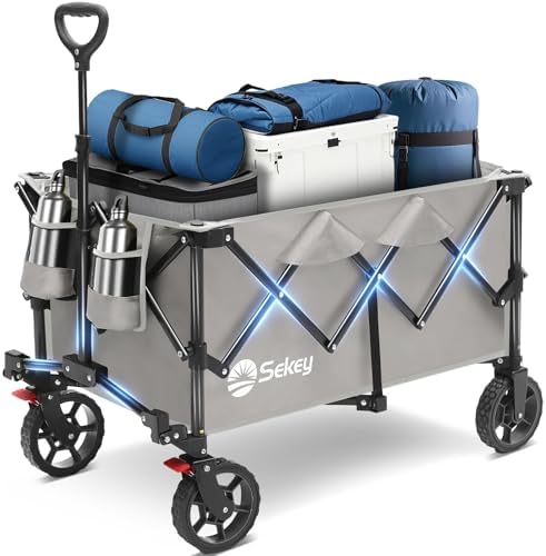 Sekey Collapsible Wagon, 300 lb Capacity, 29 in Cargo Bed, Compact Fold by Sekey