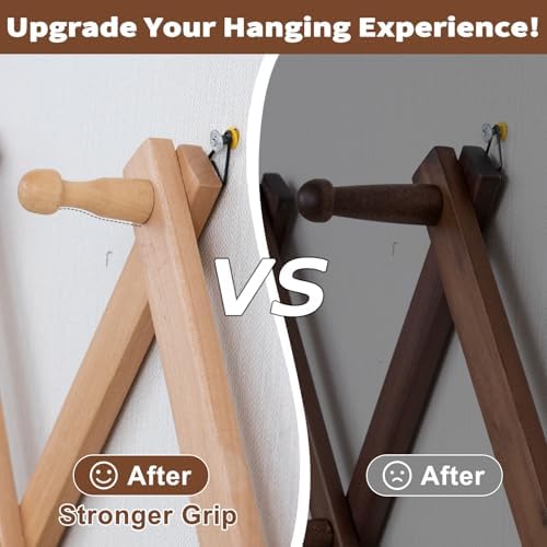 SCUNDA Wall Rack with 16 Hooks, Wooden Wall Expandable Coat Rack for Coat, Hats, Baseball Caps, Coffee Mug, Jewelry(Natural) - Image 2