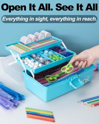 TERGOO 13in Lager Plastic Craft Organizer and Storage 3-Layer Tackle Box - Image 5