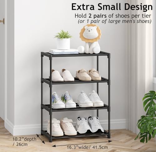 Autonomier 4 Tier Extra Small Shoe Rack (16.3" Wide), Narrow Stackable - Image 3