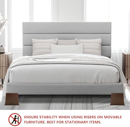 4 Pack Bed Risers 6 inch Heavy Duty Dark Brown, Furniture Risers - Image 3